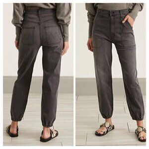 Mother The Wrapper Patch Springy Ankle Jeans in Faded Black Size 23